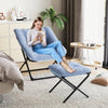 Oversized Folding Saucer Chair with Ottoman, Comfy, Sturdy Frame for Bedroom