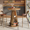 Round Bar Table, 39.4" H High Top Bistro Table with Storage for Living Room,