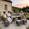 7-Seater Rattan Furniture Set with Table Armchairs Stools Garden Outdoor Patio