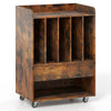 Rolling Vinyl Display Shelf Storage Cabinet with Drawer & Open Shelf