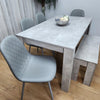 Wooden Grey Dining Table Set with Bench and 4 Grey Chairs Kitchen Room Furniture