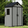 6×4FT Plastic Garden Shed Lockable Outdoor Storage Shed Bike Tool House W/ Floor