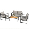 Garden Furniture Set, 4 Piece Patio Furniture with Slatted Table