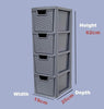 4 Tier Drawer Medium Rattan Effect Storage Unit Drawers Office Organizer Tower