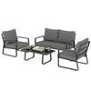 4 Piece Garden Furniture Set, Outdoor Sofa Set with Loveseat, Armchairs, Table