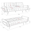 Sofa Bed 3 Seater Faux Leather Click Clack Couch Cup Holders Grey Cream Black