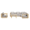 6 Seater Beige Aluminium Wood Effect Garden Sofa with Matching Coffee Tab FTR253