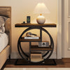 End Table for Living Room,Industrial Narrow Wood Side Table with Storage Shelves