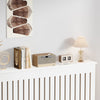 Radiator Cover Vertical Slat Modern Stylish MDF Wood White Black Cabinet Shelf