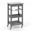Rolling Kitchen Storage Trolley Cart Cupboard Island Stainless Steel Top Grey