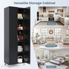 Modern Utility Storage Organizer Double Door Tall Storage Cabinet-Black
