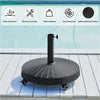 Wheeled 25kg Self-weight Patio Umbrella Base, Heavy-Duty Resin Base Stand Black
