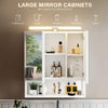Bathroom Mirror Cabinet with Shaver Socket & Door & Open Compartment & LED Vdlod