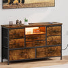 LED Chest of Drawers, 8 Drawer Dresser for Bedroom with Power Outlet