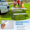 COSTWAY Folding Picnic Table Bench Set Rectangular Patio Dining Table Set-White