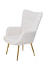 Modern Accent Chair with Footstool Set Upholstered Boucle Padded Seat Metal Legs