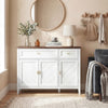 Sideboard with Thick Top, Cabinet, 2 Drawers and Adjustable Shelves, White