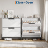 Shoe Storage Cabinet w/2 Flip Drawers,Freestanding Shoe Organiser,Natural/White