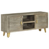 TV Cabinet Solid Wood Grey with Brass 110x30x48 Z3P3