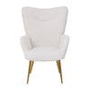 Modern Accent Chair with Footstool Set Upholstered Boucle Padded Seat Metal Legs