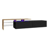 Modern TV Stand LED TV Unit Cabinet with Glass Shelves & 2 Drawers Storage Black