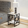 Real Marble Coffee Table Living Room End Side Table Bedside Furniture Black Legs