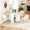 Folding Dining Table w/ Drop Leaf, Space Saving Kitchen Table w/ Storage Shelves