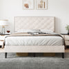 4ft6 Double Bed Frame Upholstered Platform Bed Frame with Adjustable Headboard