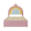 Upholstered Bed 3ft Single Bed Frame with Storage Drawer and Rainbow Headboard