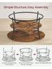 2-Tier Round Coffee Table with Storage Shelves, Industrial Wooden Center Table