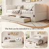 Upholstered Bed Daybed w/ Trundle, 90x190 cm Sofa Bed w/ USB-C Port Linen