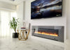 2025 72 INCH WIDE LED FLAMES BLACK/GREY GLASS WALL FLUSHED INSET ELECTRIC FIRE