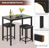 Bar Table Set Marble Effect Top Compact Breakfast Dining Table with Stools Black