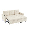 Sofa Bed Pull Out Sectional Couch Bed Convertible Settee with Storage, Beige