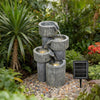 Stone Effect Fountain Solar Power LED Light Patio Water Feature Statues Outdoor