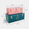 Beautify Teal & Pink Metal Storage Trunks Chest Bedroom, Dressing Room Set of 2