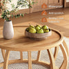 Solid Wood Coffee Table, 31.5-Inch Round Center Table with Curved Frame Base