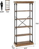 6 Tier Bookshelf Wood Bookcase Vintage Storage Display Rack Organizer