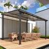 Aluminium Lean-To Gazebo, Wall-Mounted Hardtop Roof Pergola for Garden & Patio