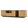 180cm TV Stand Media Unit w/ 3 Doors, LED Strips and Glass Shelves, TV Cabinet