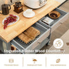 Mobile Kitchen Island Cart Rolling Kitchen Island w/ Rubber Wood Top (Grey)