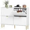 Slim Shoe Storage Cabinet with 4 Flip Drawers for Hallway, White