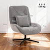 Swivel Accent Chair, Chenille Armchair with Lumbar Pillow, Light Grey