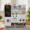 JOYLDIAS Kids Wooden Pretend Kitchen Cooking Playset Chalkboard Water Dispenser