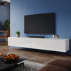 200cm White Floating TV Cabinet Stand Unit High Gloss Storage Door Wall Mounted