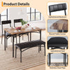 Brown Dining Table Set for 4 with Bench & 2 Upholstered Chairs,Kitchen Table Set