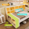 Wooden Daybed 3ft Single Bed w/ Charging Headboard & Bookcase Footboard, White