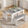 4 Seater Dining Table With 2 Benches, 3 Piece Set, Space-Saving Dining Room Furn