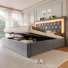 Velvet Upholstered Super King Size Storage Bed w/ LED Headboard & USB Charging