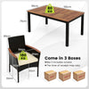 7 Pieces PE Rattan Outdoor Patio Dining Set with 6 Chairs and Acacia Wood Table